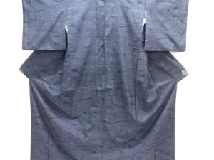 アンティーク　抽象模様織出し手織り紬着物